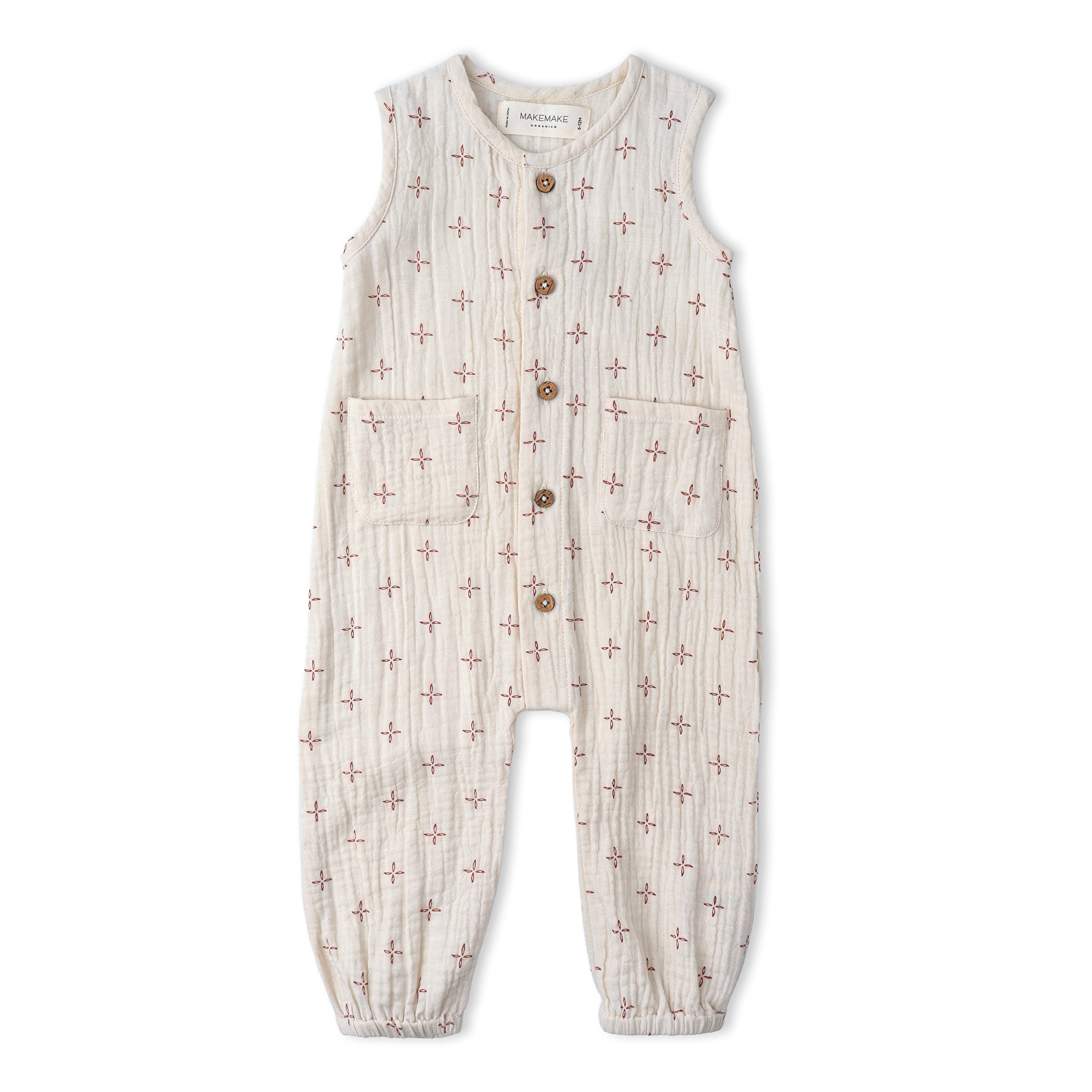Organic Buttoned Jumpsuit - Cross - Makemake Organics