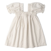 Organic Eyelet Bubble Sleeve Dress - Ivory Eyelet - Makemake Organics