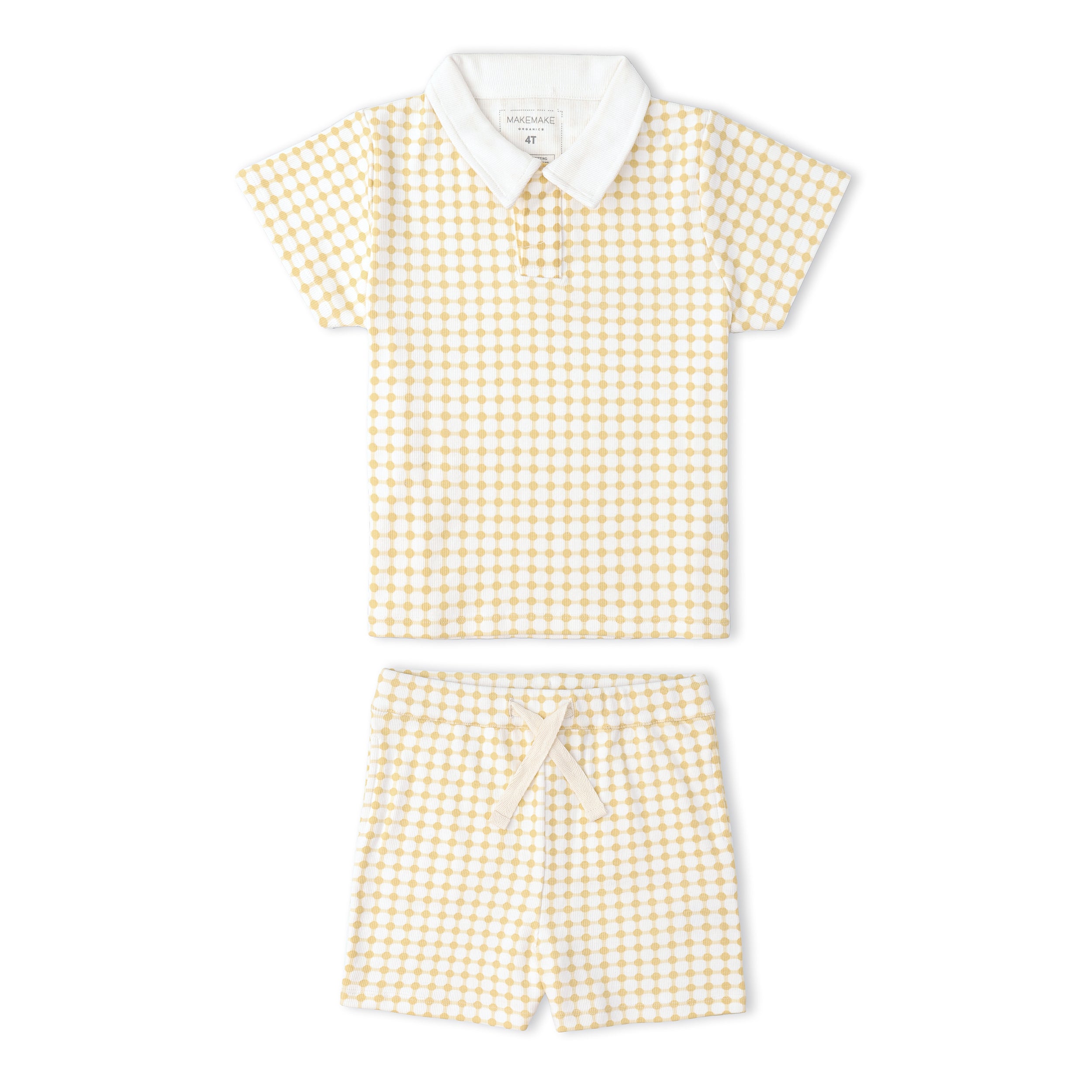 Organic Collar Tee & Shorts Set - Dotty Gingham - Makemake Organics