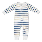 Organic 2-Way Zip Romper - Navy Stripe