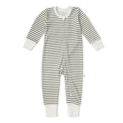 Organic 2-Way Zip Romper - Olive Stripes