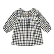 Organic Peter Pan Collar Dress - Charcoal Plaid