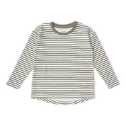 Organic Tee & Foldover Pants Set - Olive Stripes