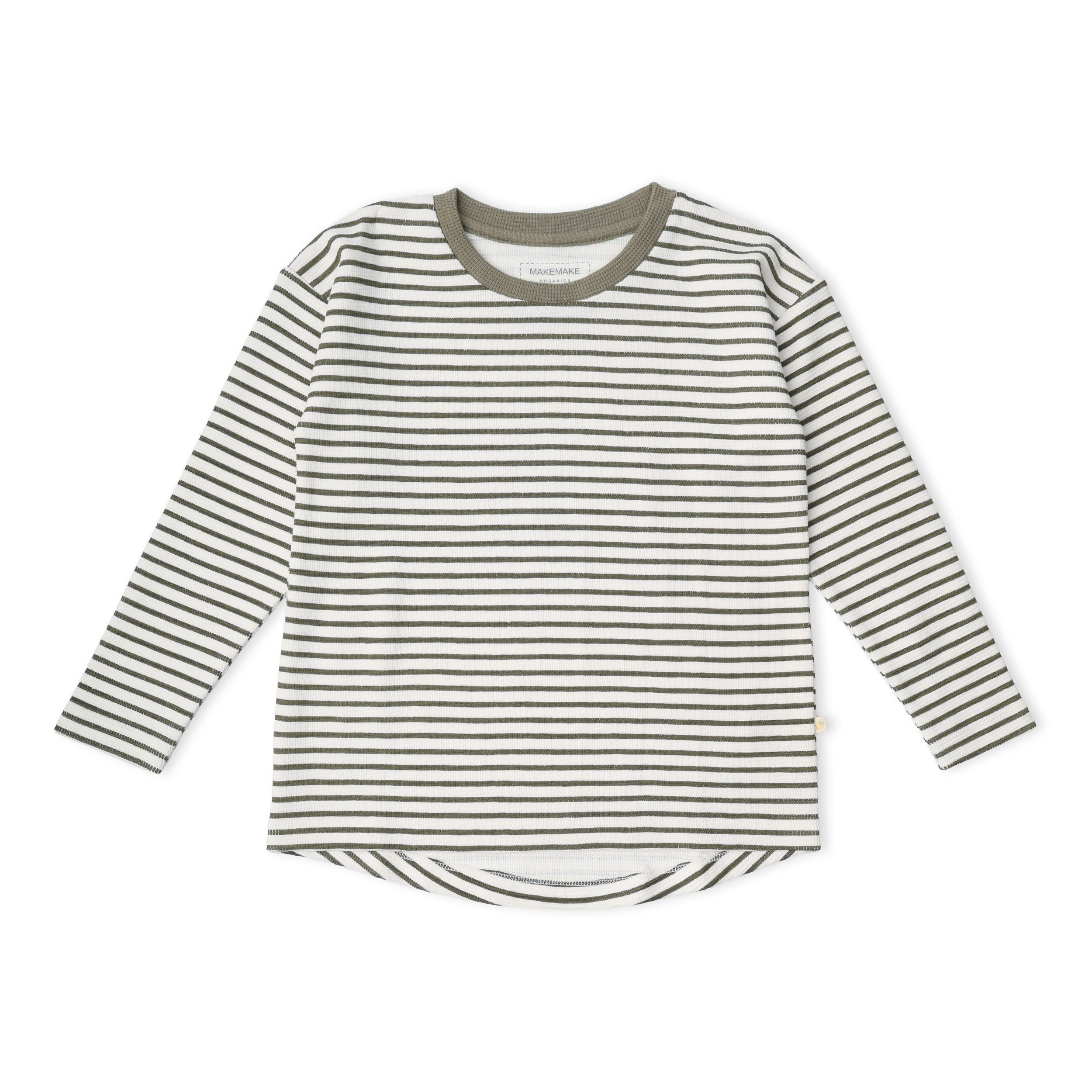 Organic Tee & Foldover Pants Set - Olive Stripes