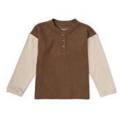 Organic Henley Tee - Brown