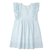 Organic Eyelet Flutter Dress - Light Blue Eyelet - Makemake Organics