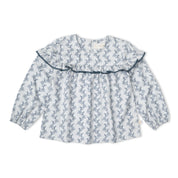 Organic Ruffle Cotton Blouse - Bluebell Vine
