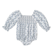 Organic Smocked Long Sleeve Romper - Bluebell Vine