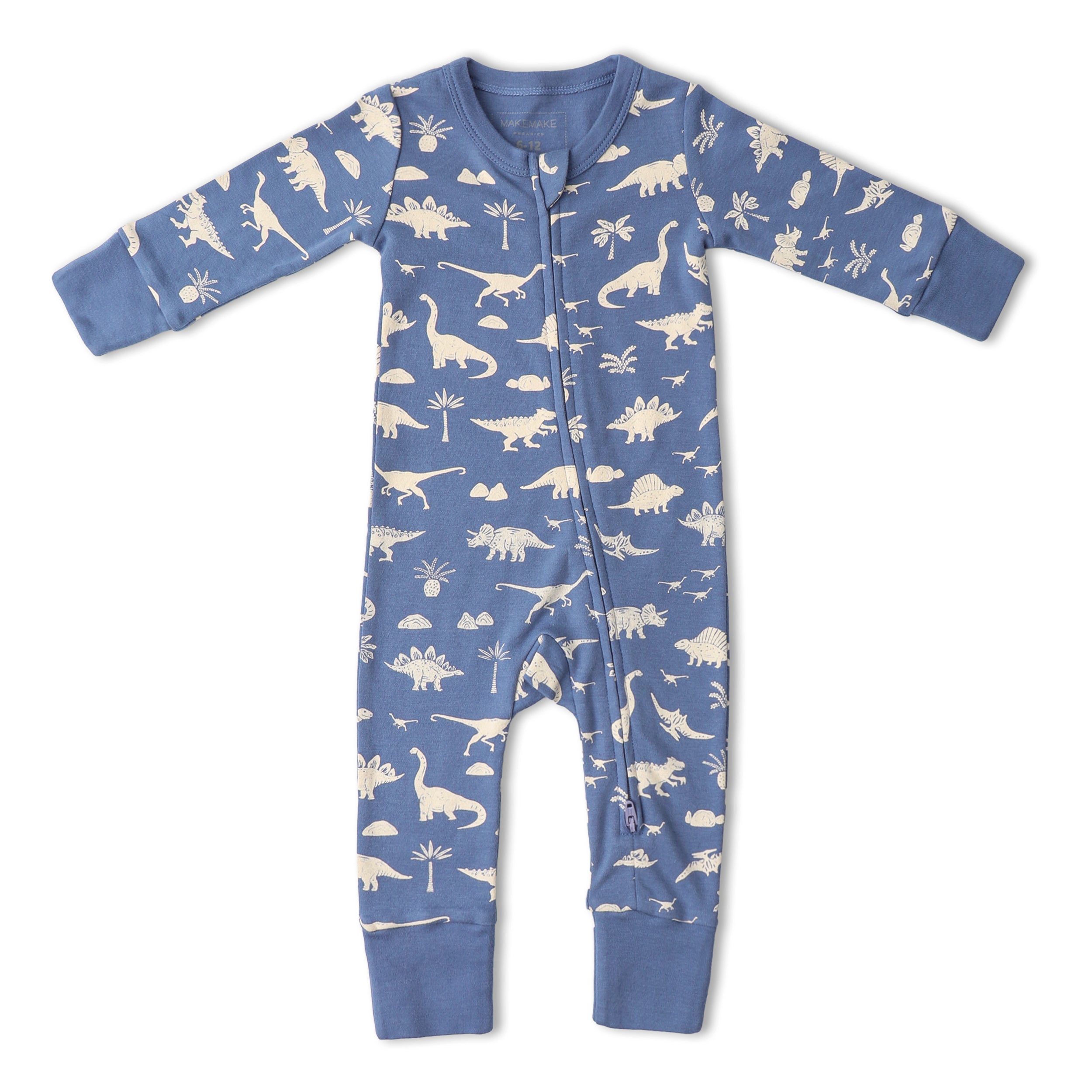 Organic 2-Way Zip Romper - Dino - Makemake Organics