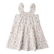 Organic Ruffle Tiered Dress - Blush Floral - Makemake Organics