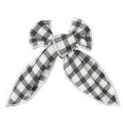 Organic Bow Clip - Charcoal Plaid