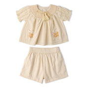 Organic Smocked Top & Shorts Set - Butter Yellow - Makemake Organics