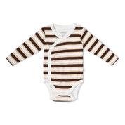 Organic Kimono Onesie & Pants Set - Cocoa Stripe