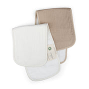 Organic Burp Cloth Muslin - Ivory & Taupe - Makemake Organics