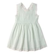 Organic Cross Back Dress - Basil Stripes - Makemake Organics