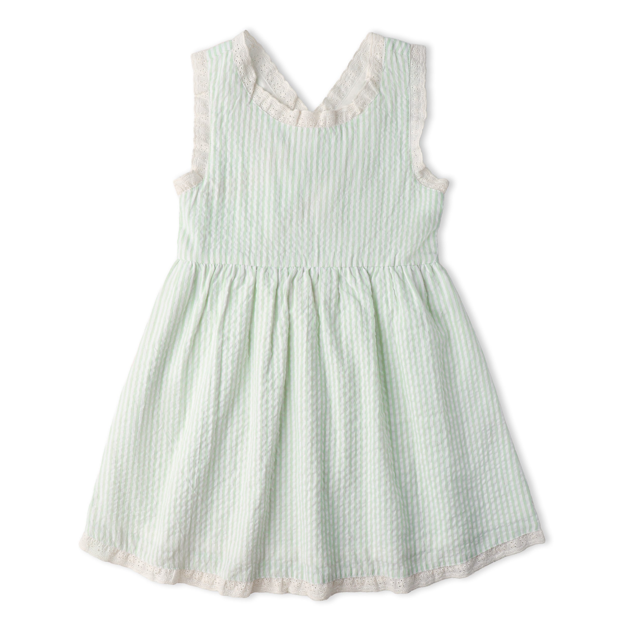 Organic Cross Back Dress - Basil Stripes - Makemake Organics