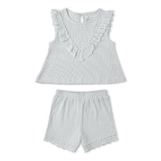 Organic Ruffle Top & Shorts Set - Fog - Makemake Organics