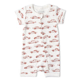 Organic Short Zip Romper - Cars