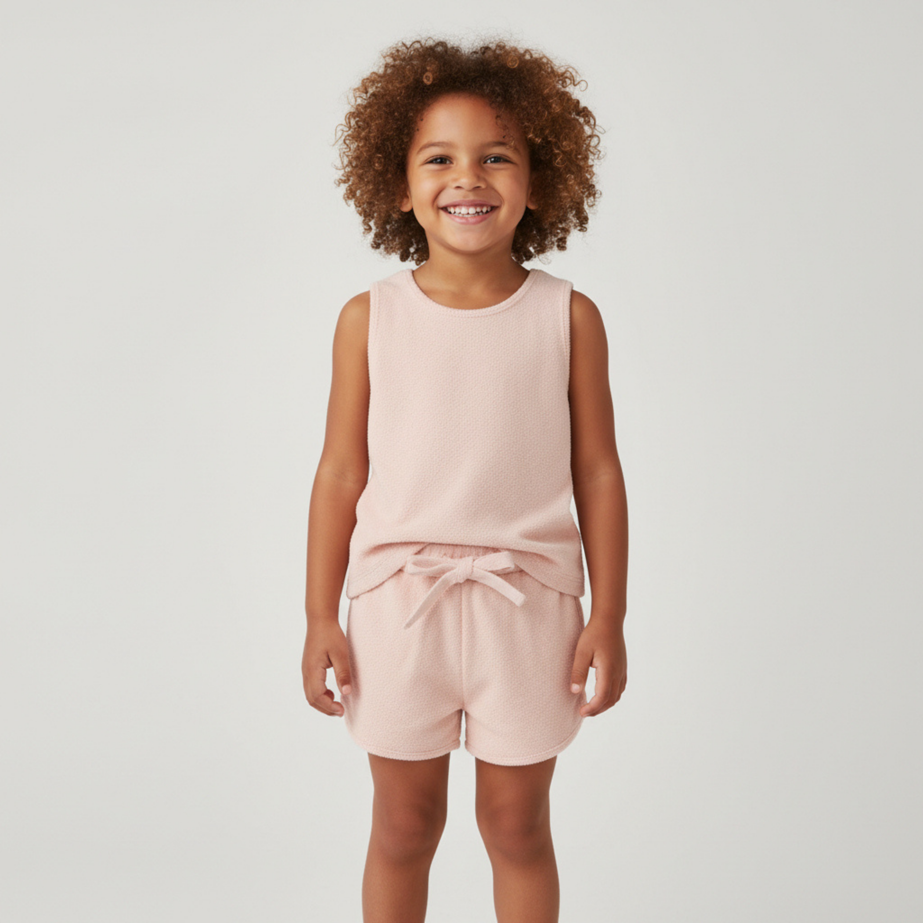 Organic Sleeveless Tee & Shorts Set - Blush - Makemake Organics