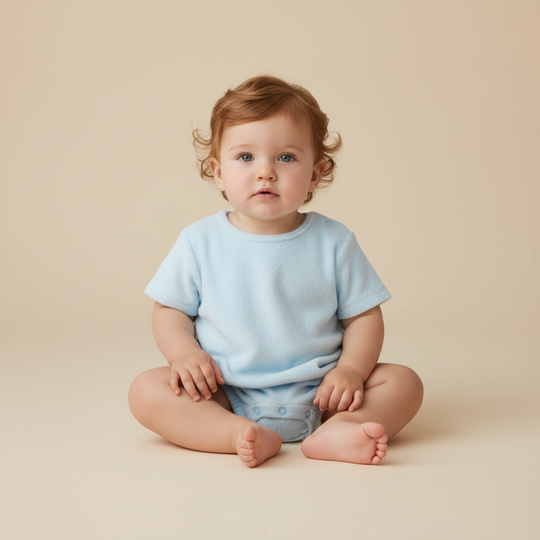 Organic Short Romper - Light Blue - Makemake Organics
