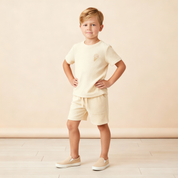 Organic Terry Tee & Shorts Set - Butter Yellow - Makemake Organics
