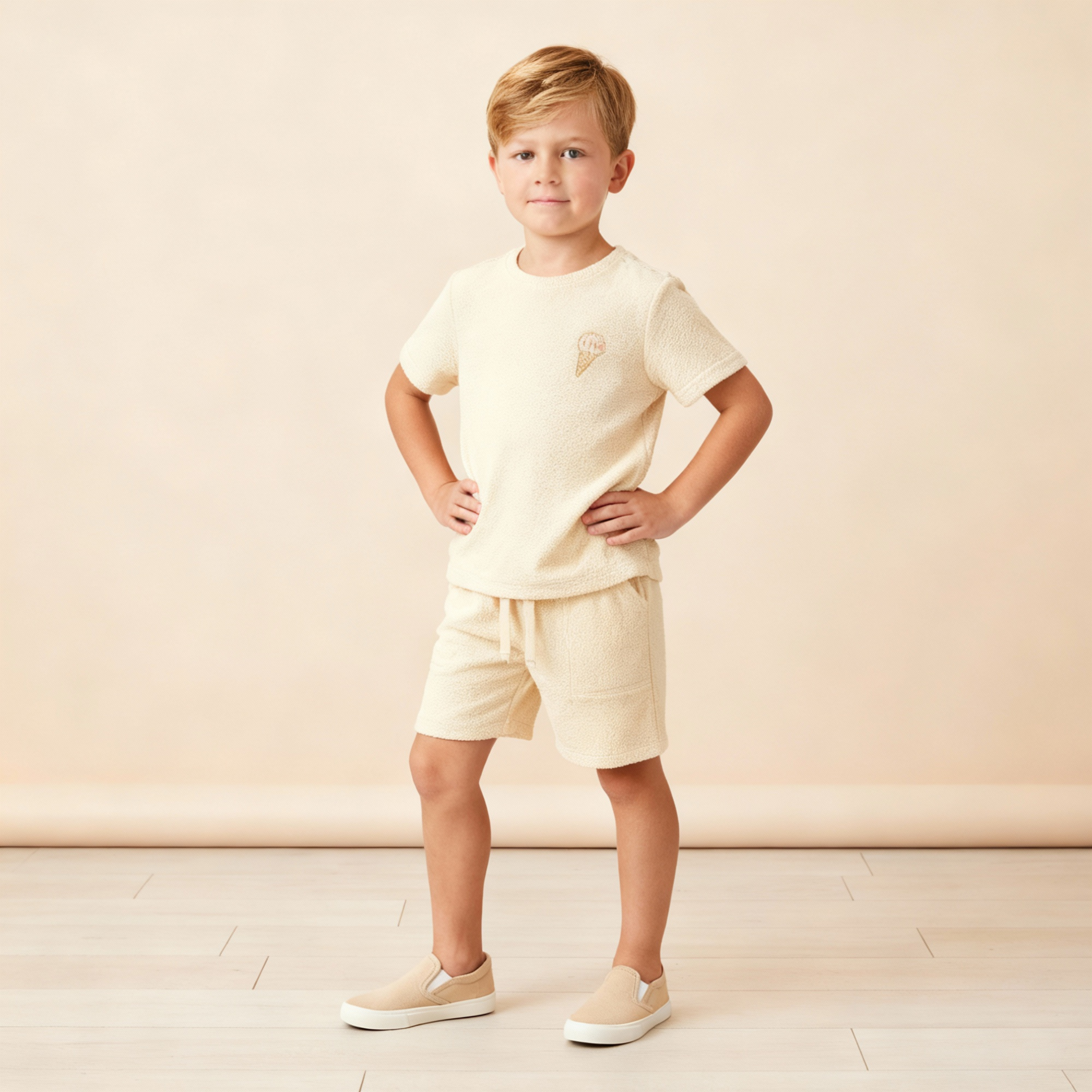 Organic Terry Tee & Shorts Set - Butter Yellow - Makemake Organics