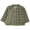 Organic Quilted Button Jacket - Olive Plaid - Makemake Organics