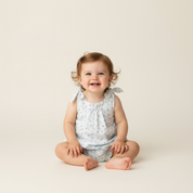 Organic Tie Shoulder Bubble Romper - Ivy Floral - Makemake Organics
