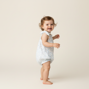 Organic Tie Shoulder Bubble Romper - Ivy Floral - Makemake Organics