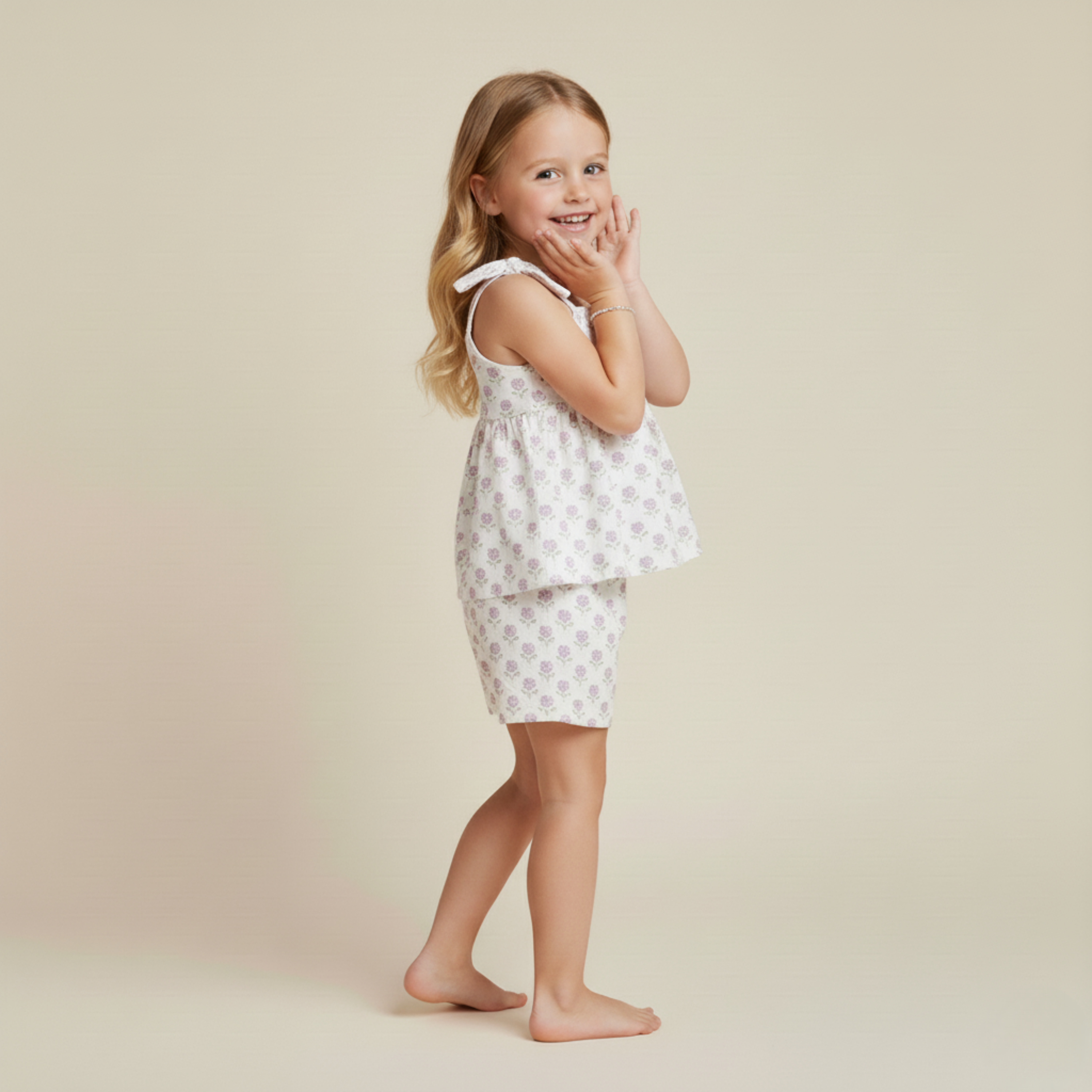 Organic Tie Up Top & Shorts Set - Lavender - Makemake Organics