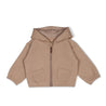 Organic Fleece Hooded Jacket - Taupe - Makemake Organics