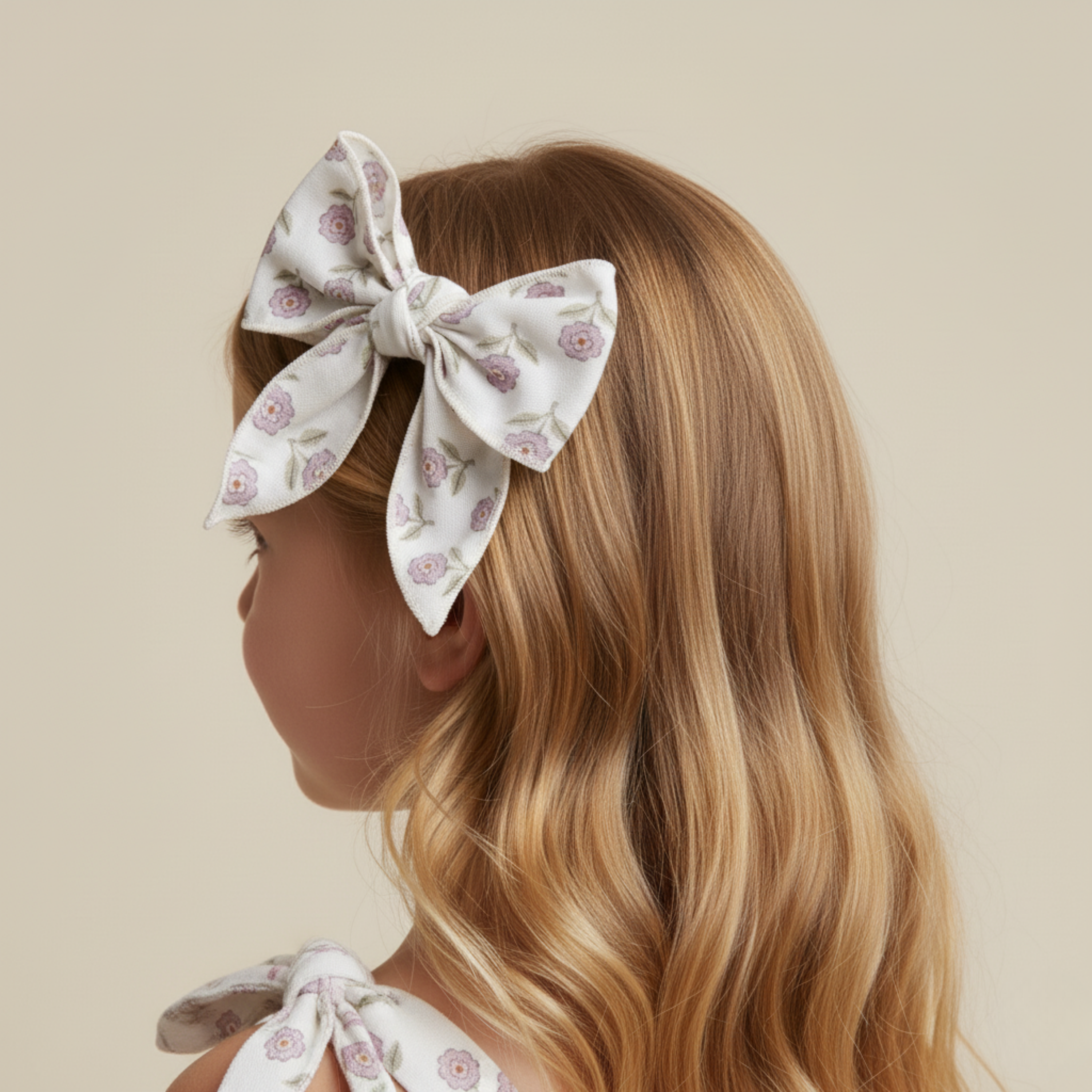 Organic Hair Bow Clip - Lavender - Makemake Organics