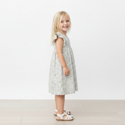 Organic Short Sleeve Flutter Dress - Tulle Floral - Makemake Organics