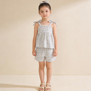 Organic Tie Up Top & Shorts Set - Tulle Floral - Makemake Organics