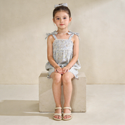 Organic Tie Up Top & Shorts Set - Tulle Floral - Makemake Organics
