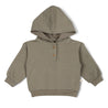 Organic Fleece Henley Hoodie - Olive - Makemake Organics