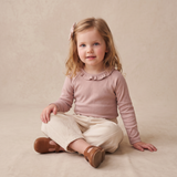 Organic Ruffle Neck Top - Dusty Rose
