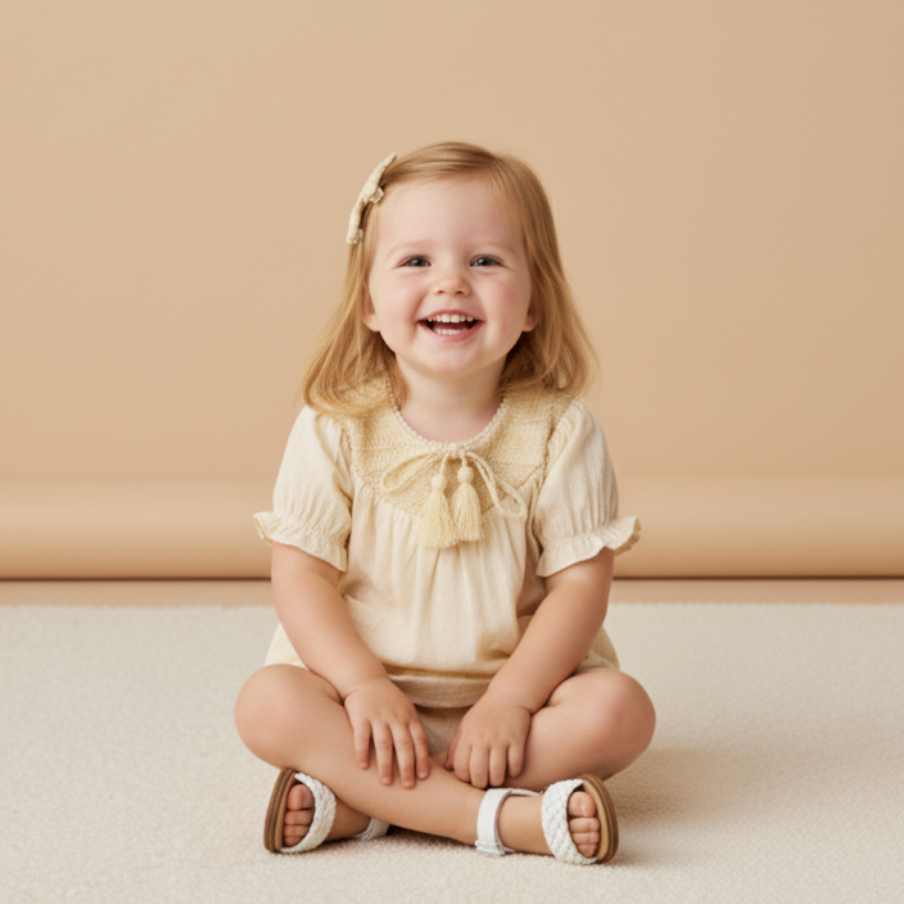 Organic Smocked Top & Shorts Set - Butter Yellow - Makemake Organics