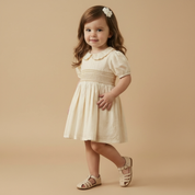 Organic Smocked Collar Dress - Butter Yellow - Makemake Organics