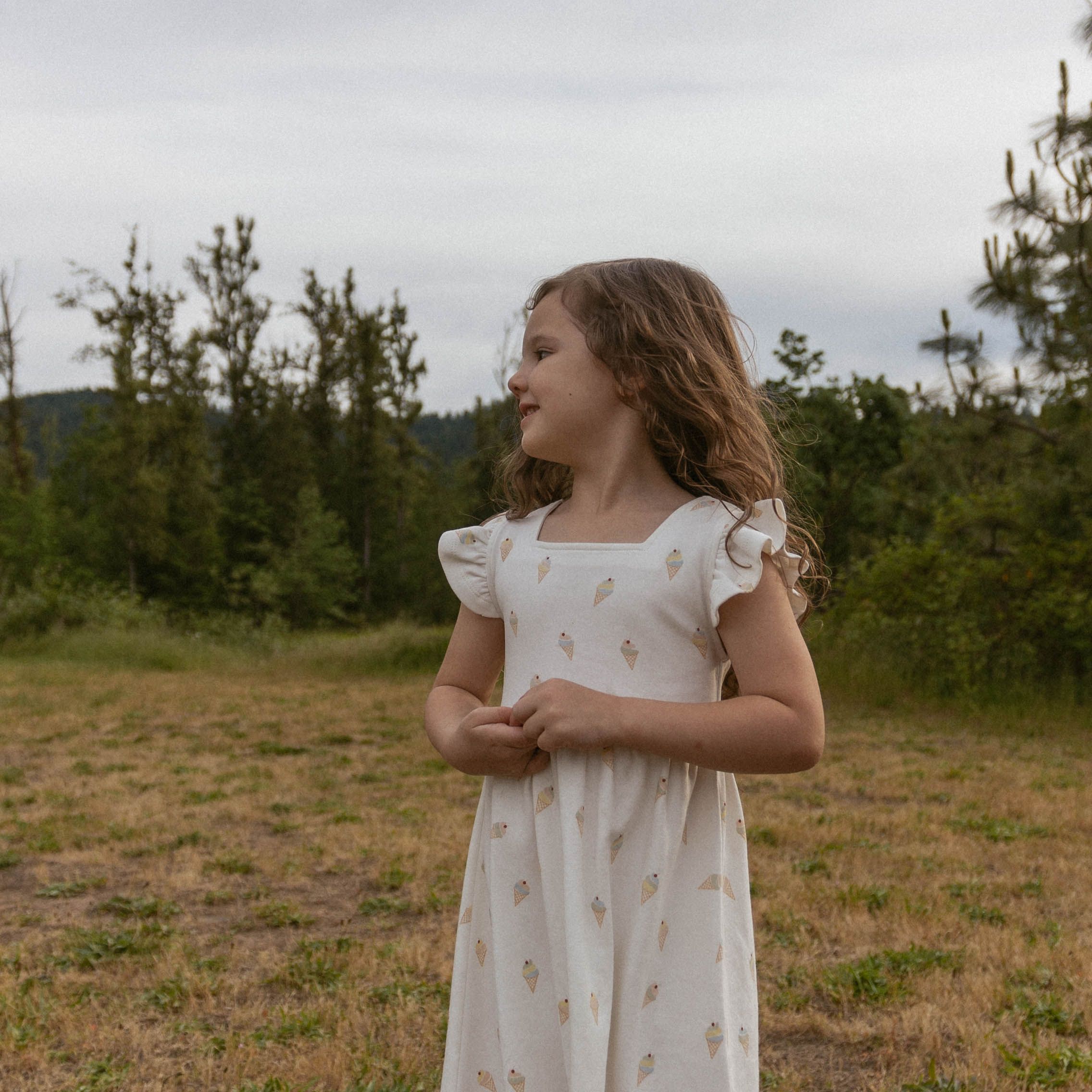 Organic Cutout Back Dress - Ice Cream - Makemake Organics
