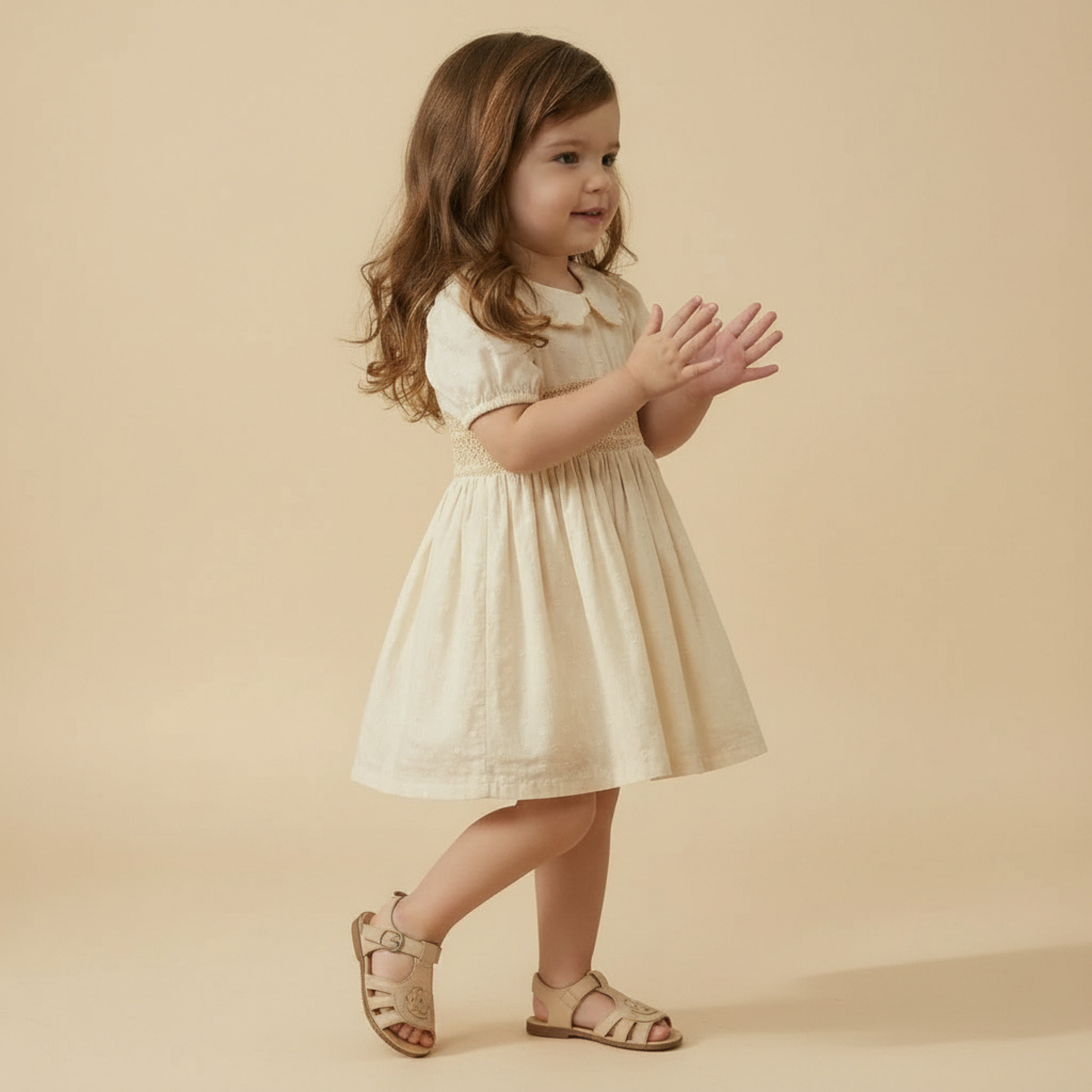 Organic Smocked Collar Dress - Butter Yellow - Makemake Organics