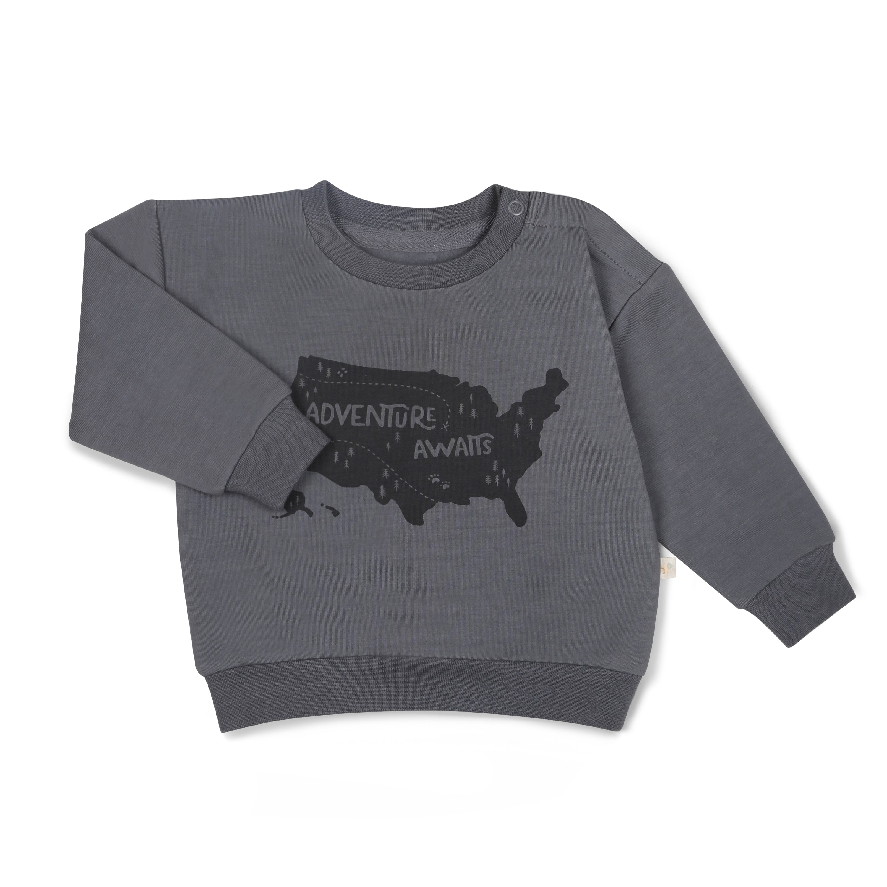 Organic Fleece Sweatshirt - Adventure Awaits - Makemake Organics