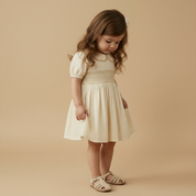 Organic Smocked Collar Dress - Butter Yellow - Makemake Organics