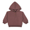 Organic Fleece Henley Hoodie - Plum - Makemake Organics