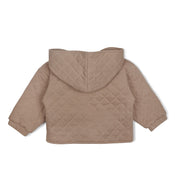 Organic Quilted Hooded Jacket - Taupe - Makemake Organics