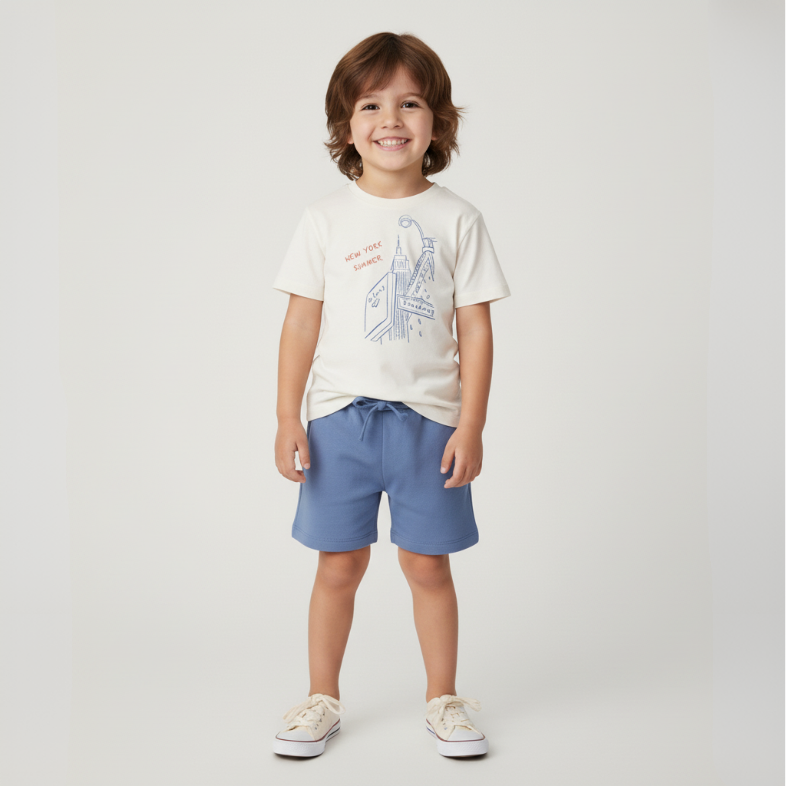 Organic Graphic Tee & Shorts Set - New York - Makemake Organics