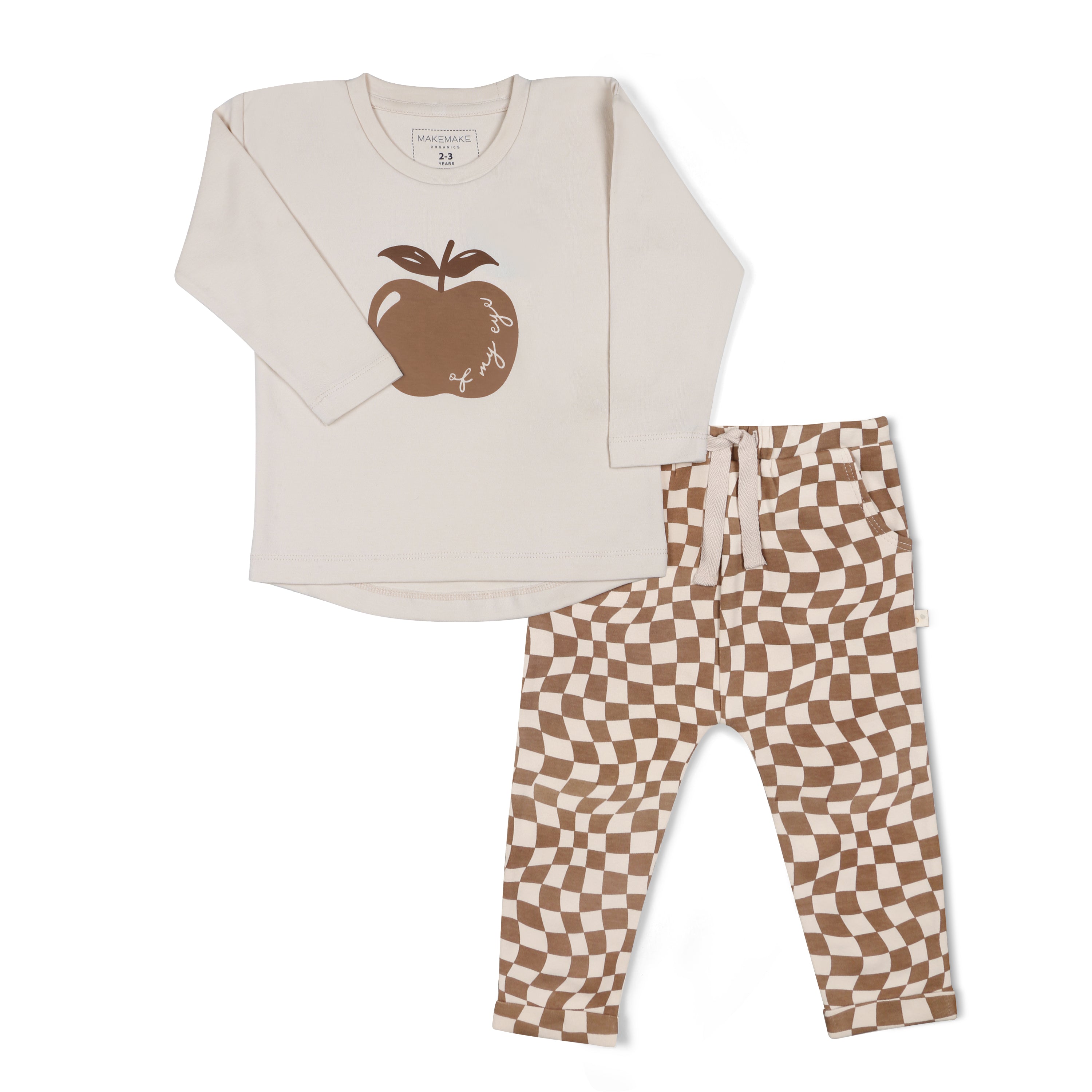 Organic Long Sleeve Tee & Pant Set - Apple Of My Eye - Makemake Organics