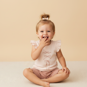 Organic Sleeveless Flutter Top & Shorts Set - Bows - Makemake Organics