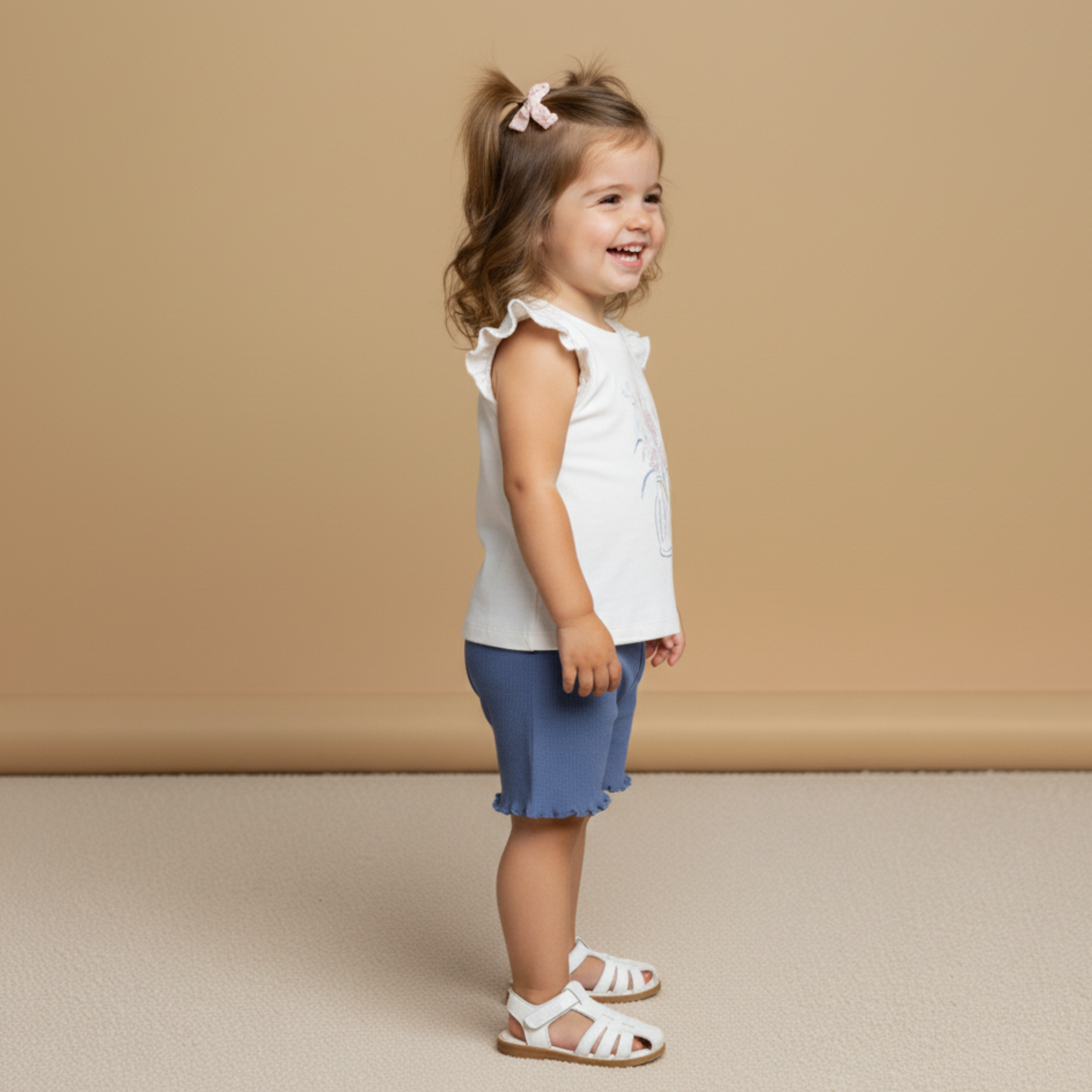 Organic Sleeveless Flutter Top & Shorts Set - Spring Floral - Makemake Organics