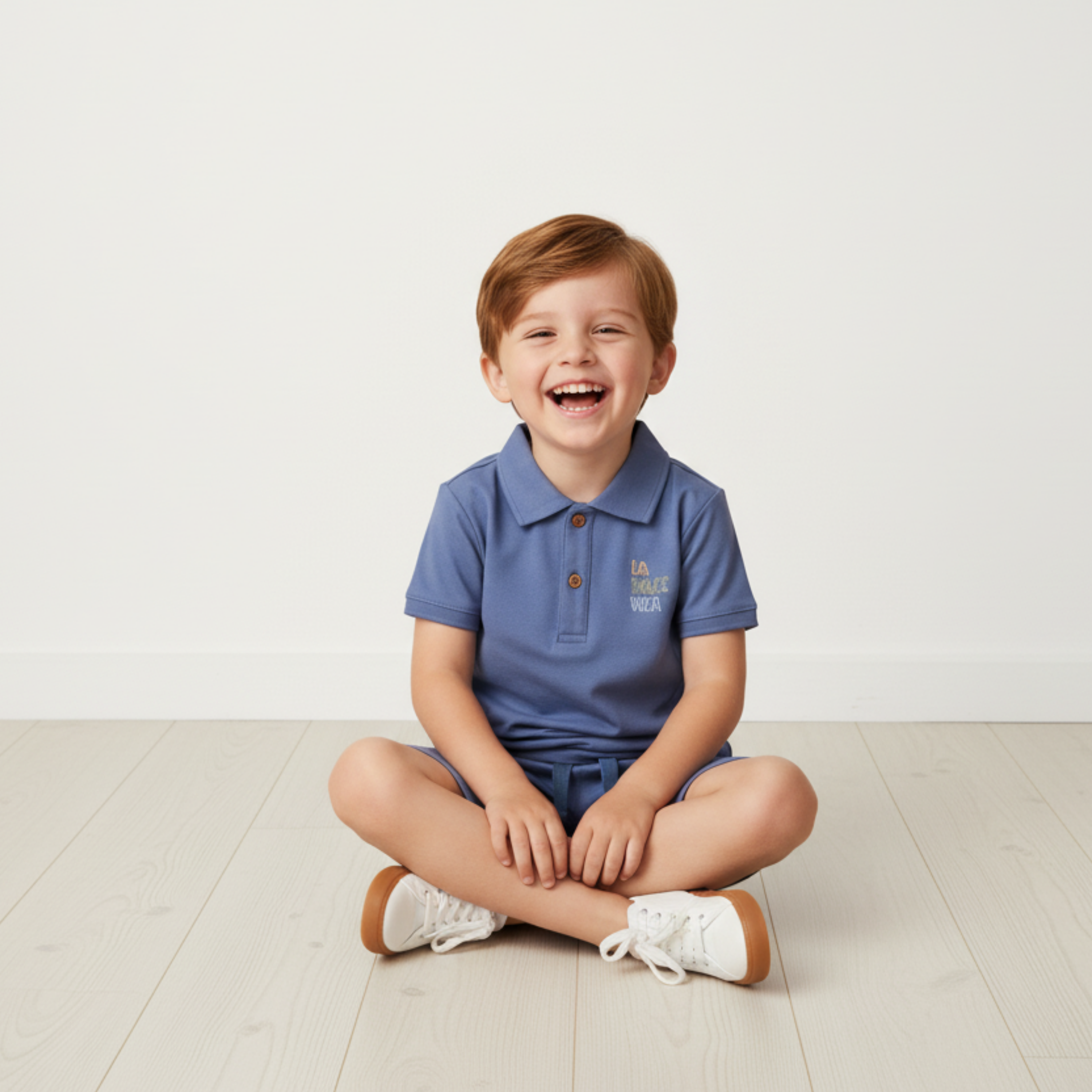 Organic Polo Shirt & Shorts Set - Slate - Makemake Organics